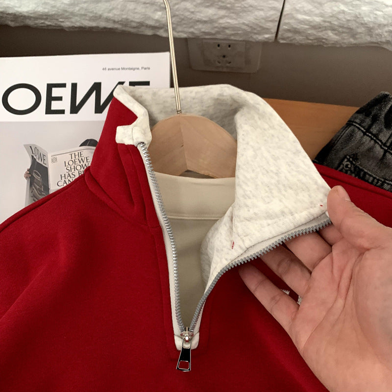 Boys' Fleece-Lined Red Hoodie