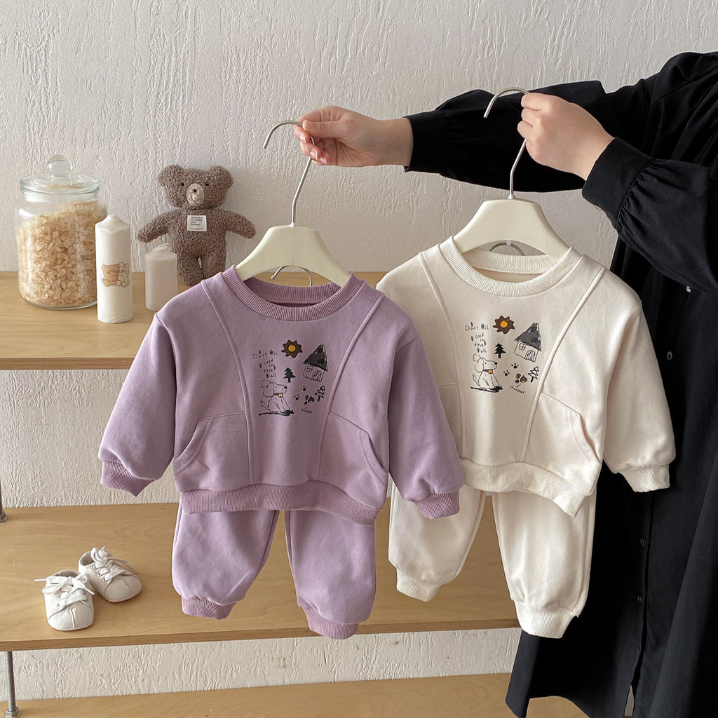 Cute Baby Girls' Outfit Set Autumn New Style Children's Hoodie and Pants Casual Fall Clothing for Toddlers