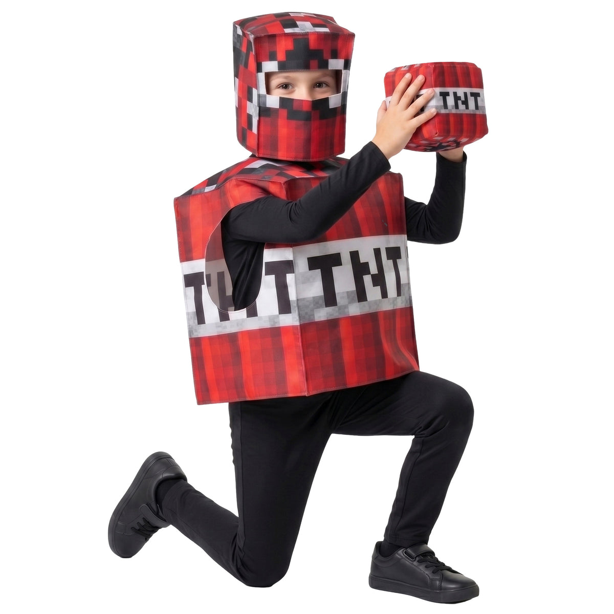 Halloween Minecraft TNT Bomb Cosplay Kids Party Stage Performance Costume Block Character Outfit