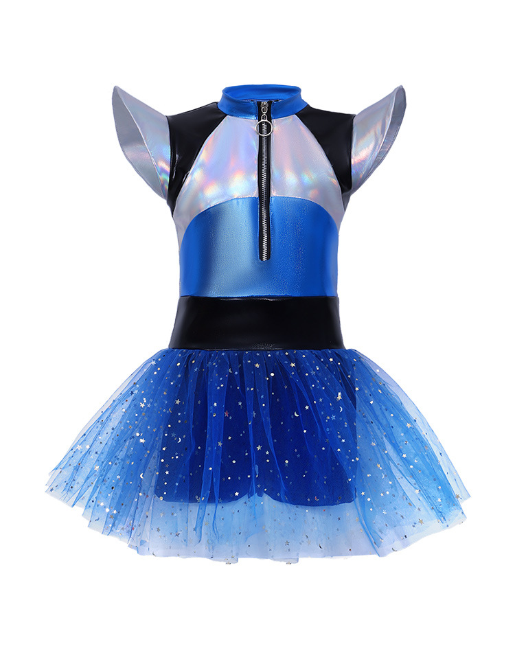Halloween Kids Alien Robot Costume Cheerleader Dance Ballet Skirt AI Gradient Tulle Skirt