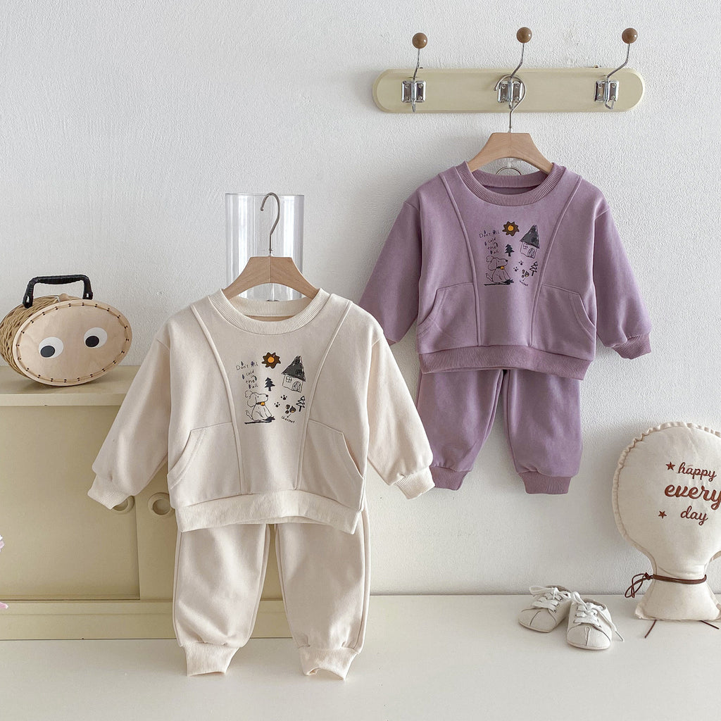 Cute Baby Girls' Outfit Set Autumn New Style Children's Hoodie and Pants Casual Fall Clothing for Toddlers