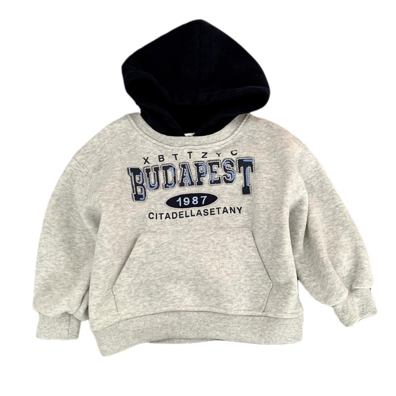 Children's hooded versatile thick top girls' clothing