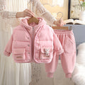 Stylish Winter Thickened Pocket Cartoon Bear Vest Three-Piece Set for Boys