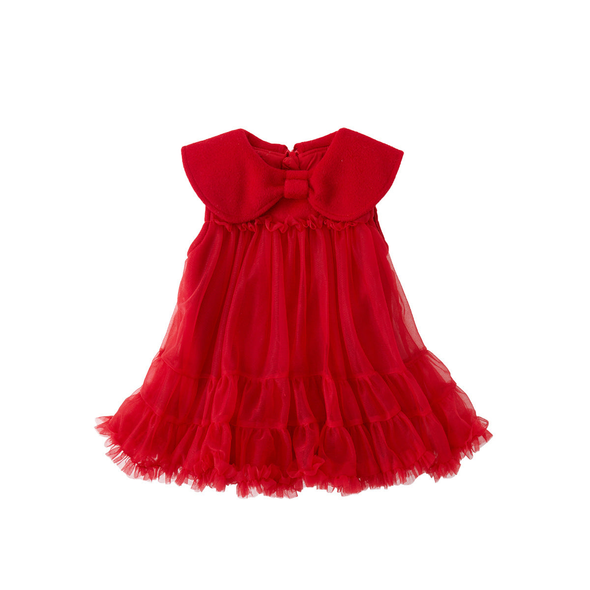 Warm Princess Dress for Baby Girls, Red Long Sleeve Winter Dress with Fleece Lining