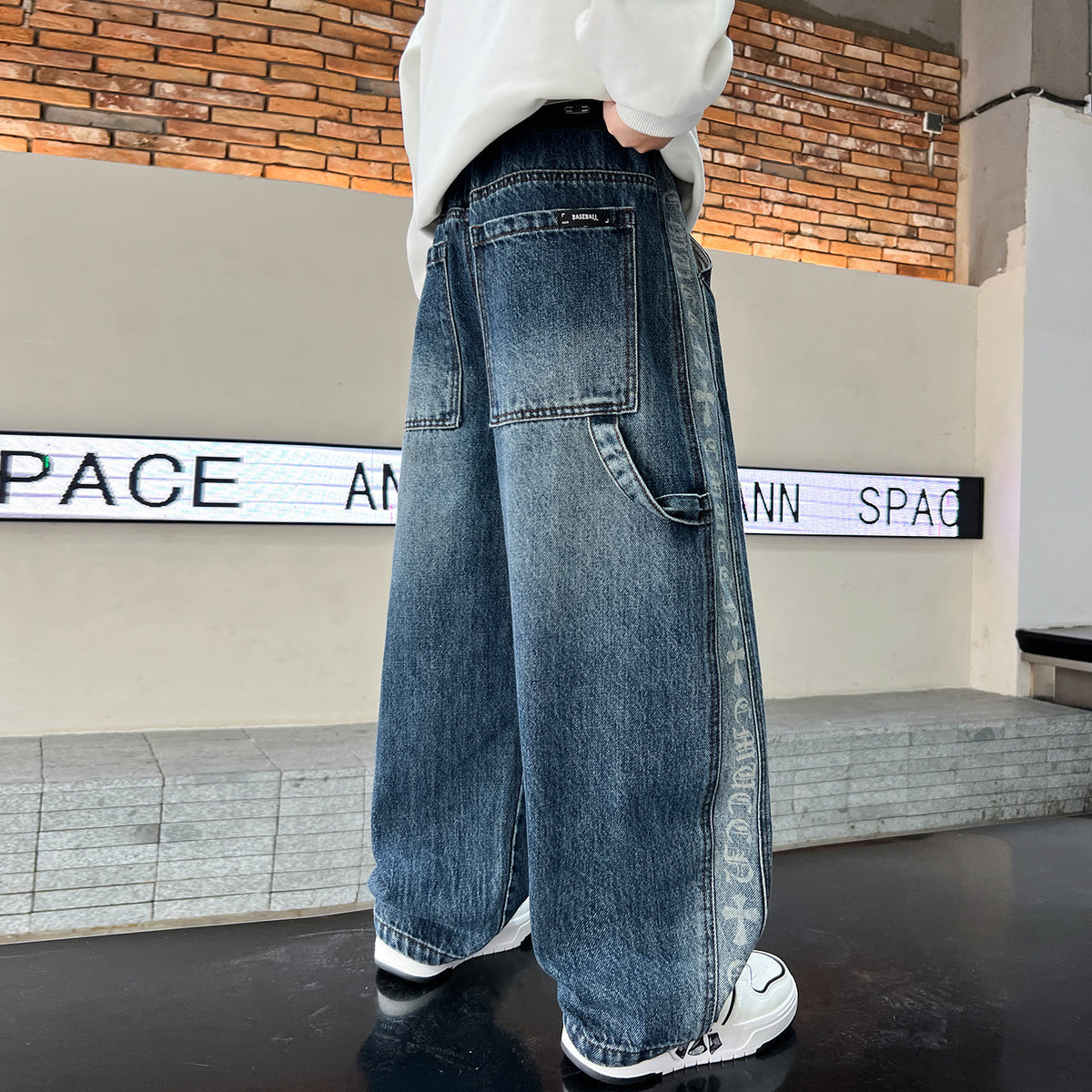 Trendy Autumn Style Denim Jeans for Big Kids Boys