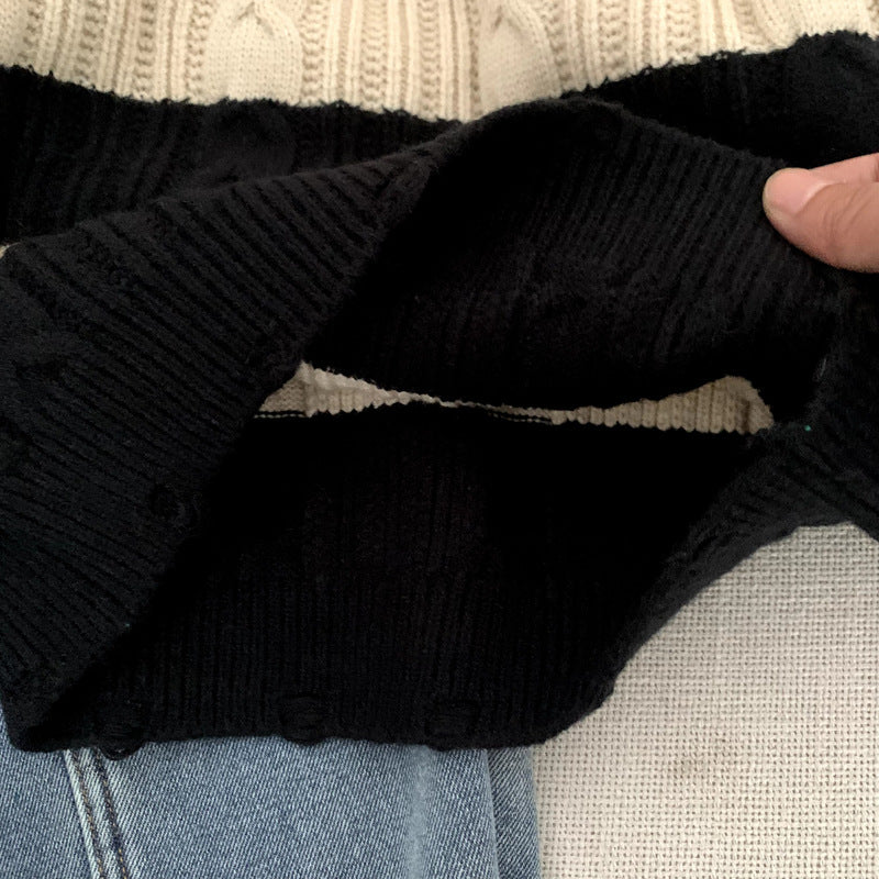 Striped Knitted Sweater for Girls in Winter