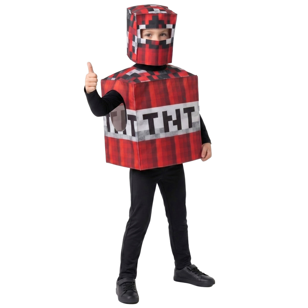 Halloween Minecraft TNT Bomb Cosplay Kids Party Stage Performance Costume Block Character Outfit