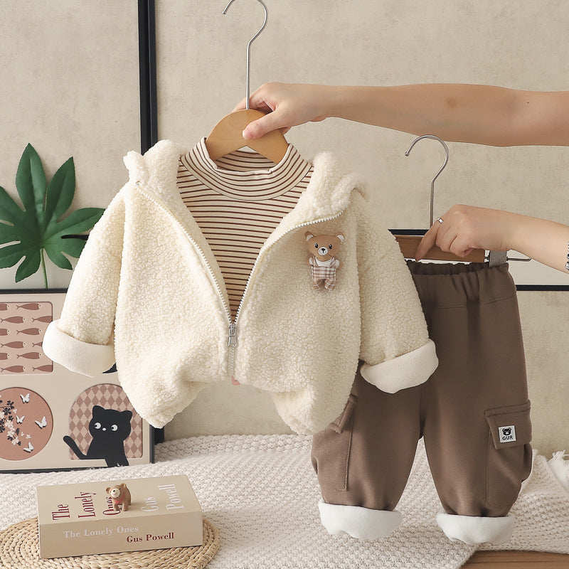 Boys' Striped Bear 3-Piece Winter Set