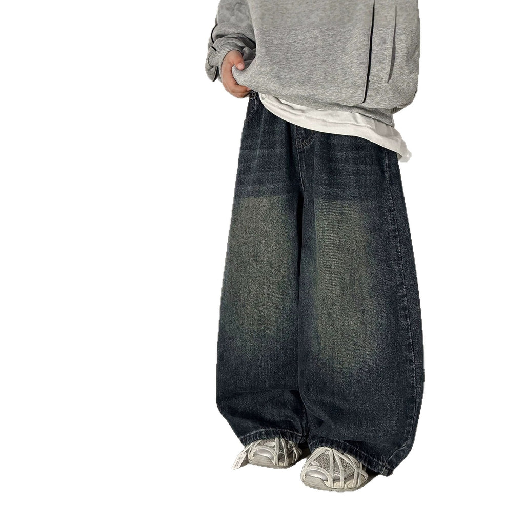Boys' Loose Fit Straight Leg Denim Jeans with Patchwork Pockets