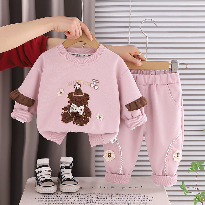 Long sleeved two-piece set for baby girls' clothing