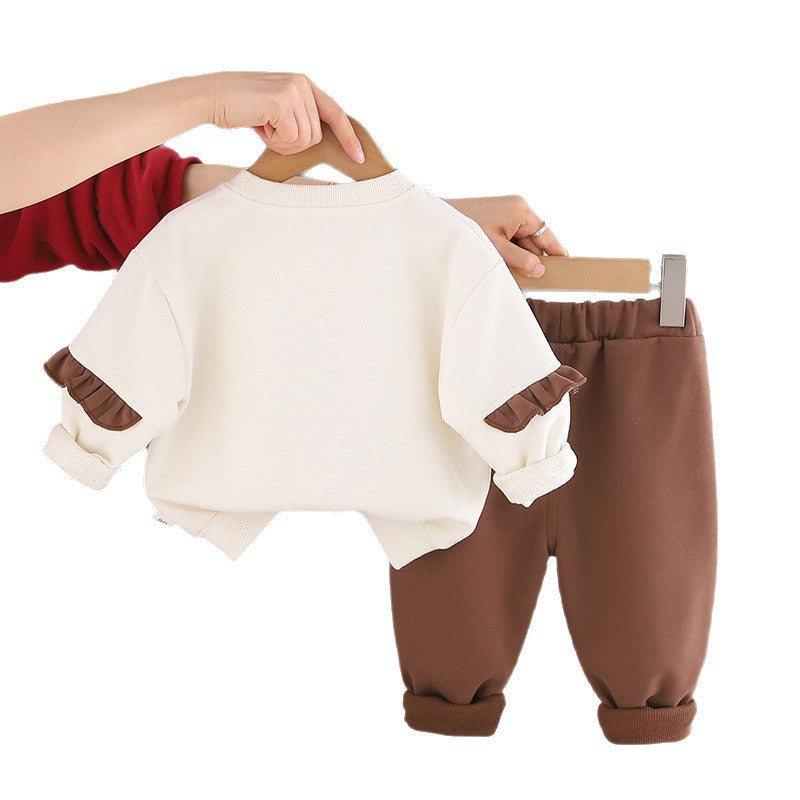 Long sleeved two-piece set for baby girls' clothing