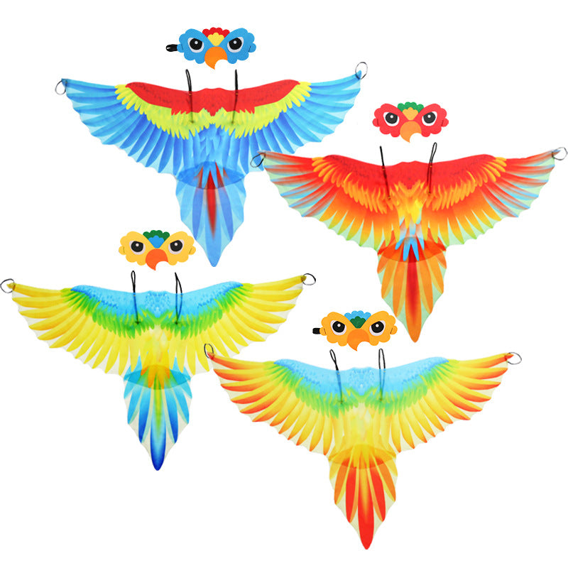 Halloween Kids Parrot Wings Cape Bird Headpiece Performance Prop Cosplay
