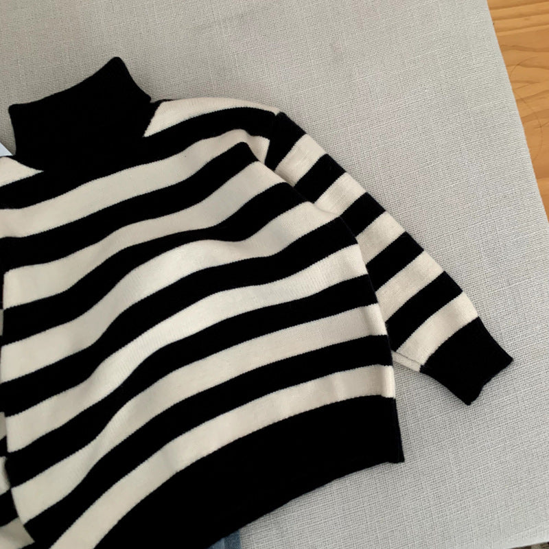 Boys' High-Neck Striped Sweater