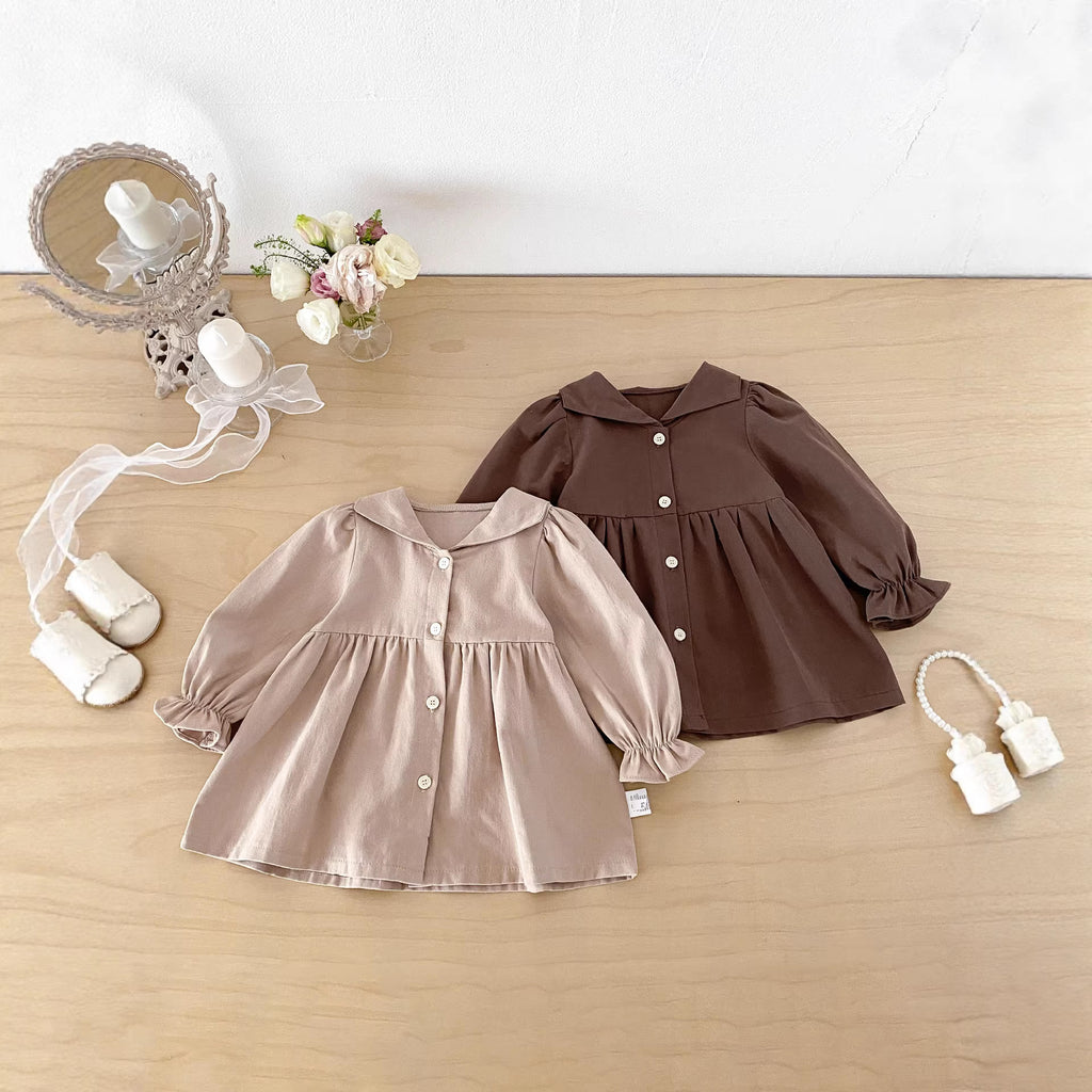 Girls' trench coat autumn outfit children's clothing for toddlers baby windproof long-sleeve top spring and autumn
